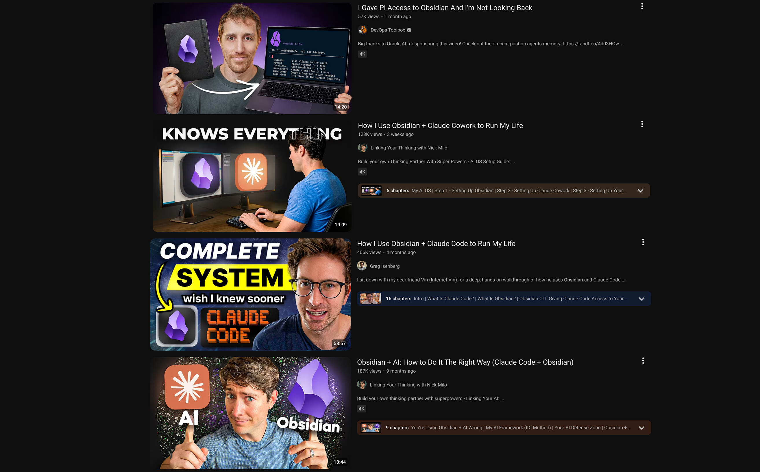 YouTubers promoting their agentic workflows with Obsidian